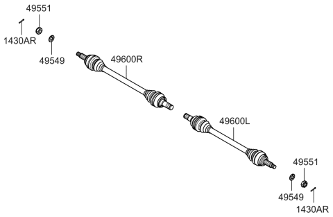 2010 Hyundai Veracruz  Shaft Assembly-Drive Rear, RH Diagram for 496503M000