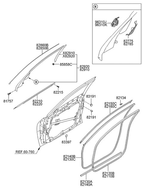 2016 Hyundai Elantra  Weatherstrip Assembly-Front Door Belt Outside LH Diagram for 822103M000