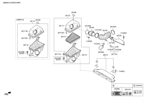 2009 Hyundai Veracruz  Hose Assembly-Breather, B Diagram for 267103C590