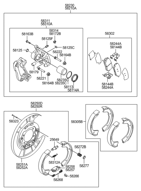 2019 Hyundai Veloster N  Shoe & Lining Kit-Rear Parking Brake Diagram for 583053MA10