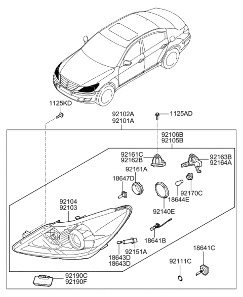 2016 Hyundai Elantra  Cover-Headlamp Aiming Lock Diagram for 921113M000