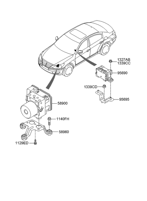 2006 Hyundai Veracruz  Bracket Diagram for 956953M000