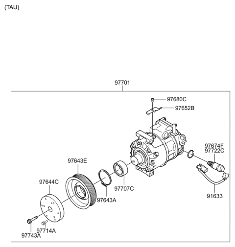 2009 Hyundai Veracruz  PULLEY Assembly-Air Conditioning Compressor Diagram for 976431U500