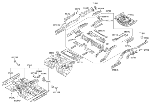 2007 Hyundai Veracruz Extension-Rear Floor Side Rear Lower, RH Diagram for 657233M000