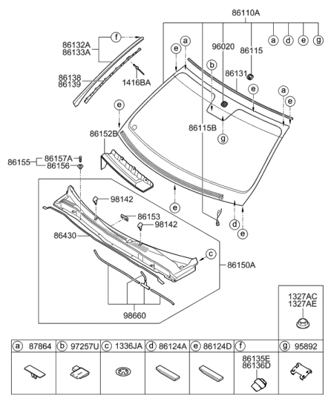 2007 Hyundai Veracruz  Cover Assembly-Cowl Top Diagram for 861503M100