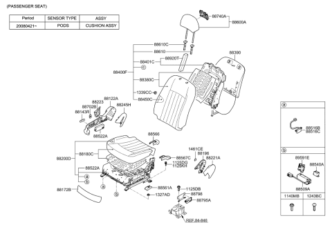 2019 Hyundai Veloster N  Back Assembly-Front Seat Passenger Diagram for 884003M120BAZ