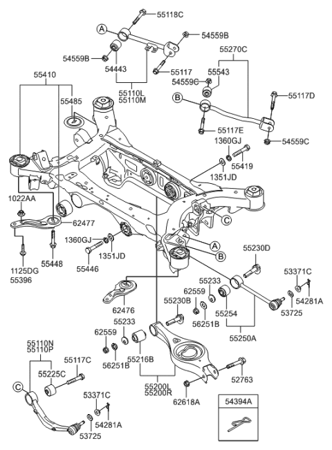 2008 Hyundai Veracruz  Arm Assembly-Rear Assist Diagram for 552503M000