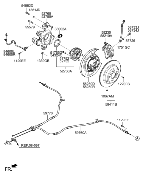 2019 Hyundai Veloster N  Cable Assembly-Parking Brake, LH Diagram for 597603M000