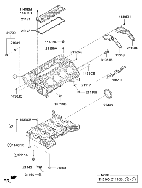 2007 Hyundai Veracruz  Block Sub Assembly-Cylinder Diagram for 211103F070