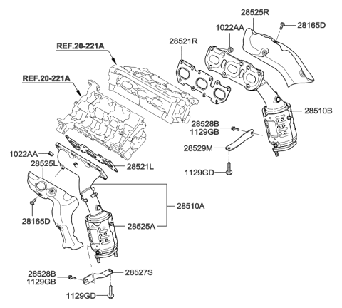 2006 Hyundai Veracruz  Gasket-Exhaust Manifold Diagram for 285213F500