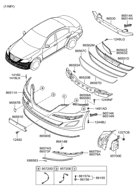 2009 Hyundai Veracruz  Absorber-Front Bumper Energy Diagram for 865203M000