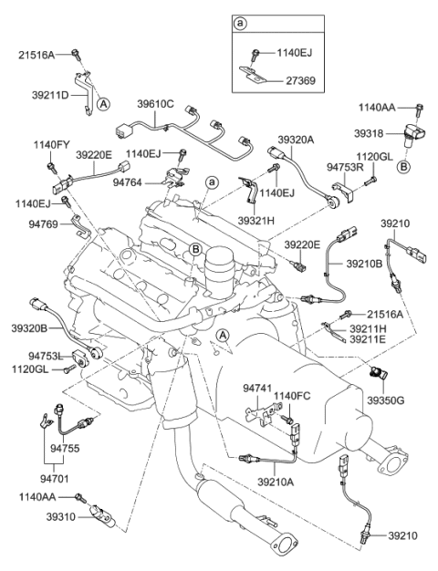 2007 Hyundai Veracruz  Bracket-Connector, RH Diagram for 392113C620
