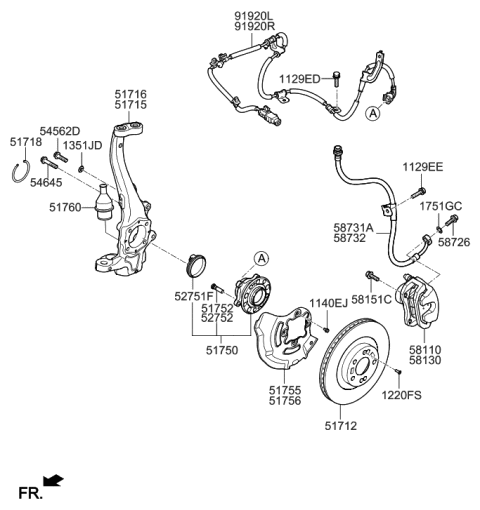 2008 Hyundai Veracruz Bolt Diagram for 581513M100
