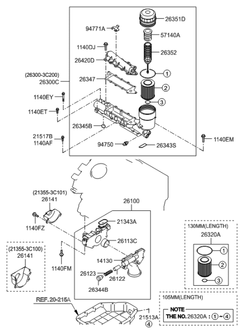 2019 Hyundai Veloster N Oil Filter Service Kit Diagram for 263203C700
