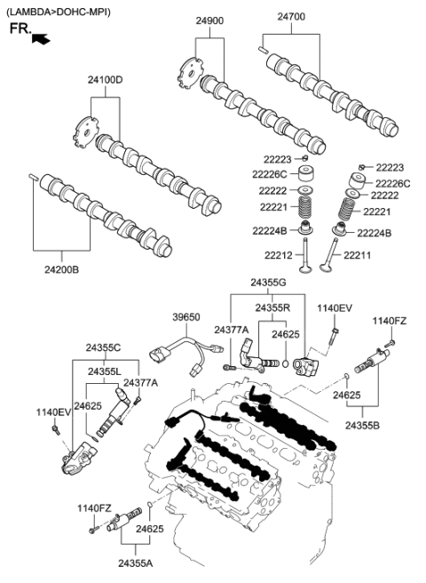 2008 Hyundai Veracruz  CAMSHAFT Assembly-Intake, RH Diagram for 249003CBE2
