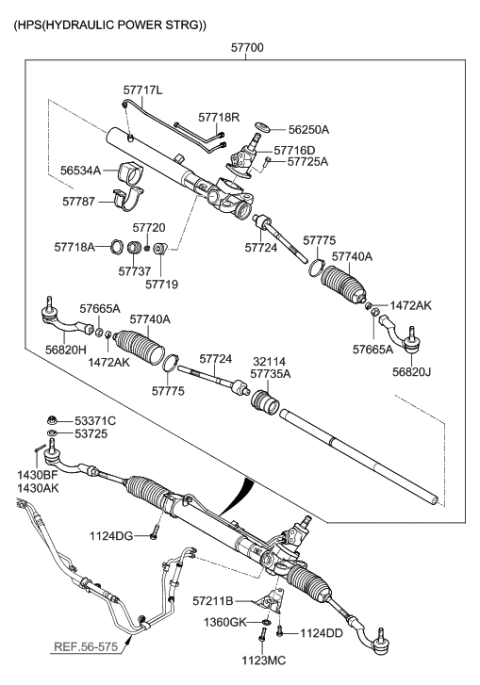 2009 Hyundai Veracruz  Gear & Linkage Assembly-Power Steering Diagram for 577003M770