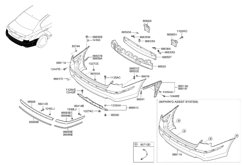 2019 Hyundai Veloster N  Moulding-Rear Bumper Lower, RH Diagram for 866863M000
