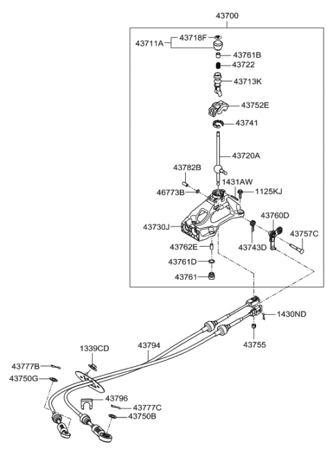 2021 Hyundai Nexo  Emblem Assembly-Manual Lever Diagram for 437183K100