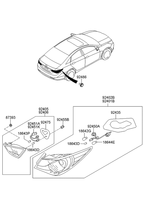 2023 Hyundai Nexo Lamp Assembly-Rear Combination Inside, RH Diagram for 924043Q000