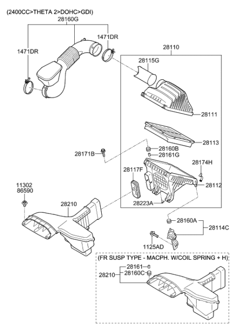 2022 Hyundai Santa Fe Hybrid Diffuser-Cover Diagram for 281163Q100
