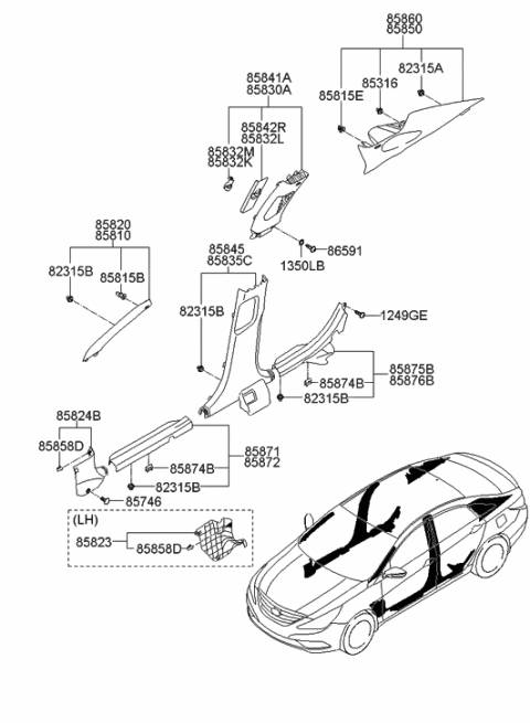 2022 Hyundai Santa Fe Hybrid Cover Assembly-Height Adjuster, RH Diagram for 858423S000TX