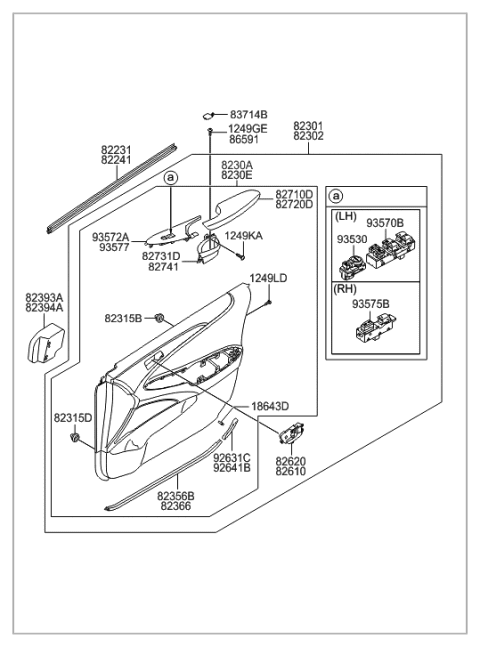 2023 Hyundai Nexo  Interior Door Handle Assembly, Left Diagram for 826103S000
