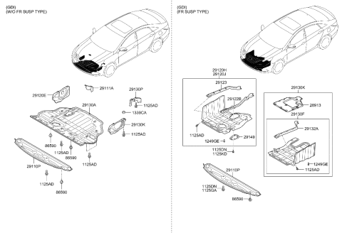 2021 Hyundai Santa Fe Hybrid  Cover Diagram for 291213S100