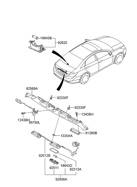 2023 Hyundai Nexo Lamp Assembly-License Plate Diagram for 925013S100