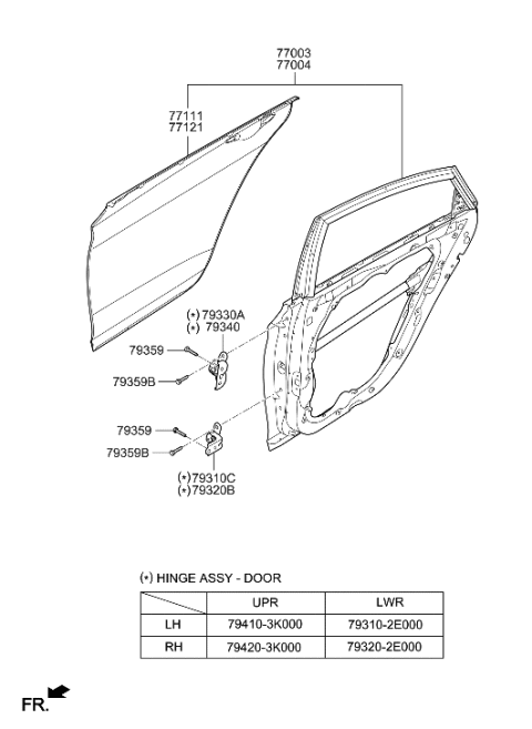 2021 Hyundai Santa Fe Hybrid  Panel-Rear Door Outer, LH Diagram for 771113S000