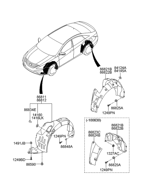 2021 Hyundai Nexo Rear Wheel Front Piece Guard, Left Diagram for 868233S000