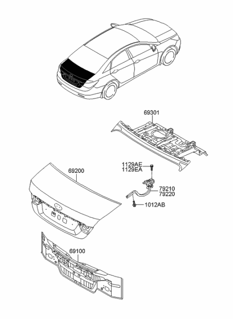2021 Hyundai Santa Fe Hybrid Hinge Assembly-Trunk Lid, RH Diagram for 792203S000