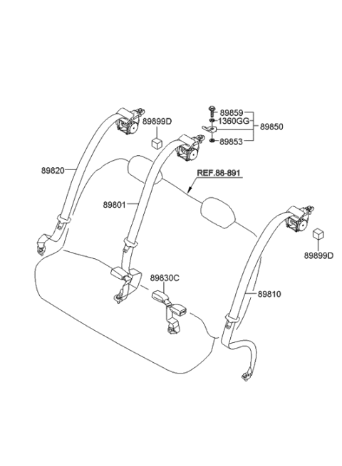 2023 Hyundai Nexo Bolt-Child Rest Hook Holder Diagram for 898592F010