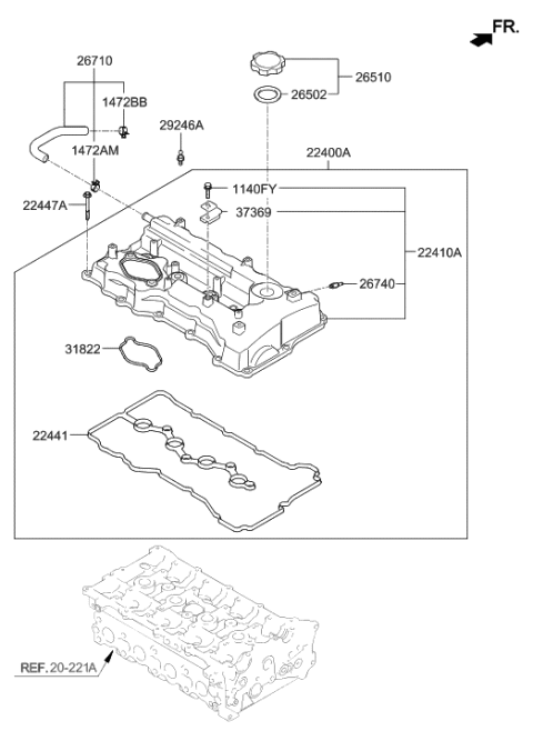 2022 Hyundai Santa Fe Hybrid Gasket-Rocker Cover Diagram for 224412G670
