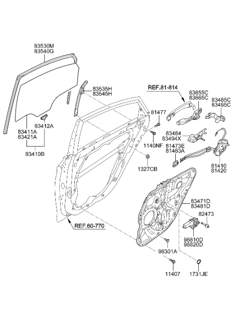 2023 Hyundai Santa Fe Hybrid  Motor Assembly-Rear Door Power Regulator, RH Diagram for 834603Q000