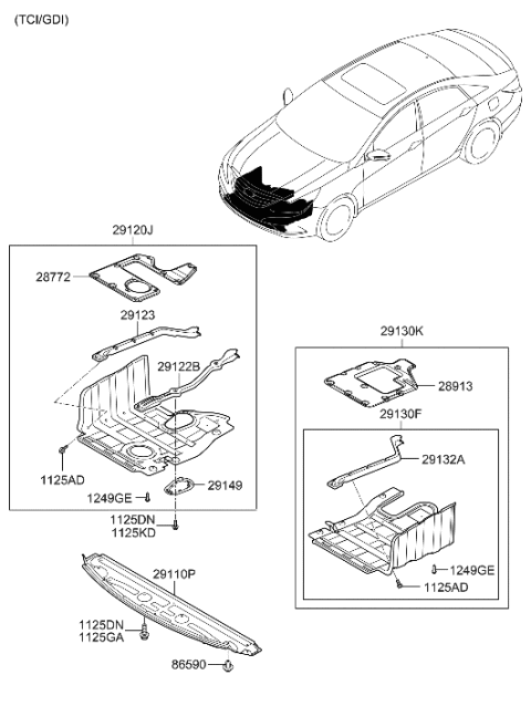 2021 Hyundai Santa Fe Hybrid  Insulator Diagram for 291123Q100