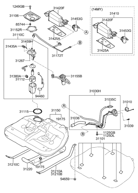 2022 Hyundai Santa Fe Hybrid  Retainer Diagram for 311033Q500