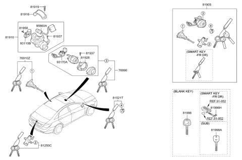 2021 Hyundai Nexo  Switch Assembly-Ignition Diagram for 931103S000