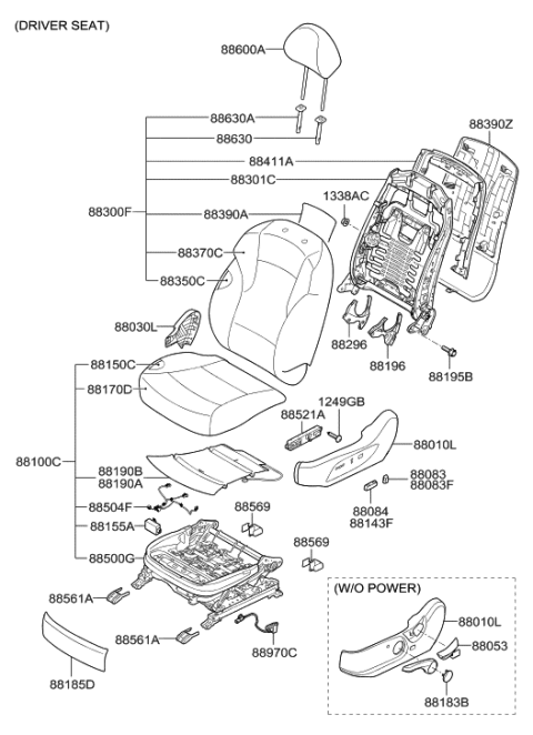 2022 Hyundai Santa Fe Hybrid Guide Assembly-Headrest Diagram for 887223Q000RAS