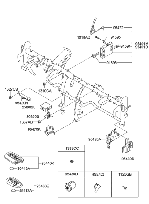 2016 Hyundai Genesis  Brake Control Module Unit Assembly Diagram for 954003Q000