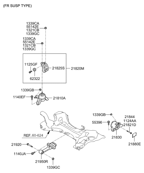 2023 Hyundai Nexo  Bracket Assembly-Roll Rod Diagram for 219502T100