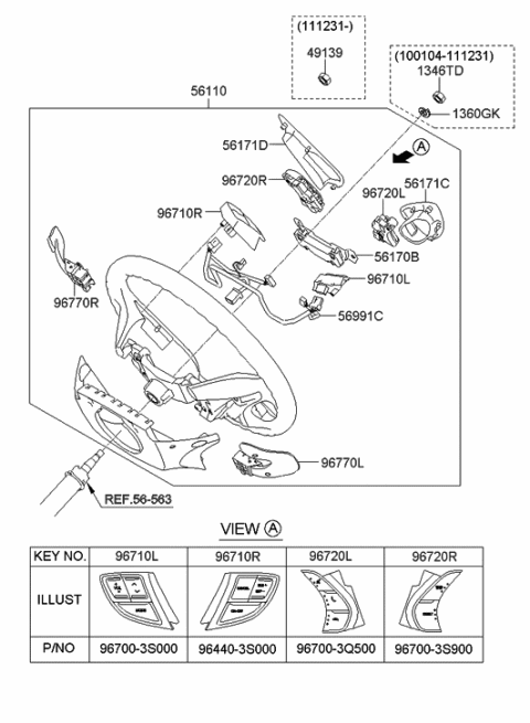 2023 Hyundai Santa Fe Hybrid Steering Switch Assembly, Left Diagram for 967003Q500RAS
