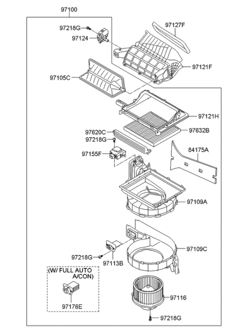 2022 Hyundai Santa Fe Hybrid  Case-Blower, Upper Diagram for 971113Q010