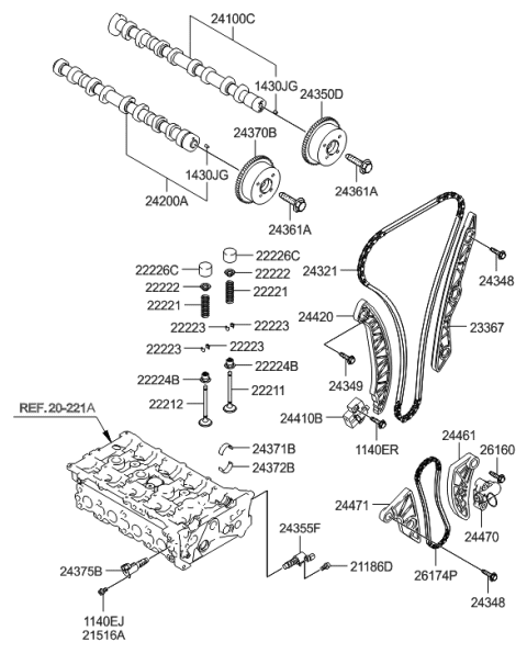 2023 Hyundai Santa Fe Hybrid  Camshaft Assembly-Intake Diagram for 241002G600