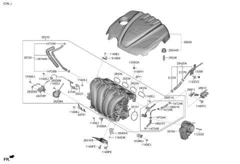 2021 Hyundai Santa Fe Hybrid  Stay-Intake Manifold Diagram for 284212G901