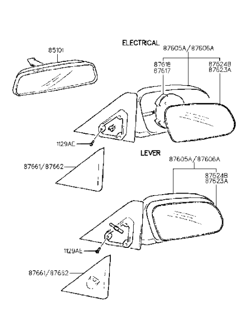 2023 Hyundai Palisade Mirror & Holder Assembly-Outside Rear Vi Diagram for 8760722000