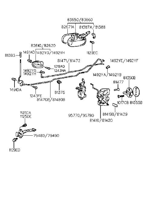 2022 Hyundai Ioniq  Rear Exterior Door Handle Assembly, Right Diagram for 8366022000CA