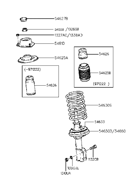 1999 Hyundai Accent Spring-Front Diagram for 5463022000