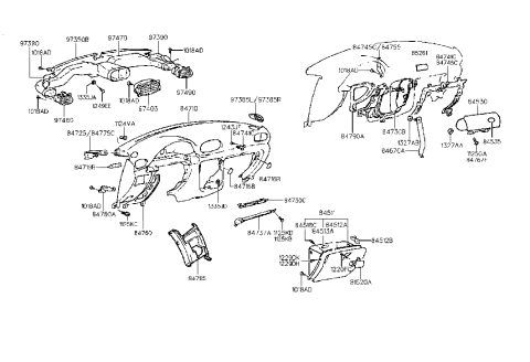 2023 Hyundai Palisade  Bumper-Glove Box Housing Diagram for 8451822001
