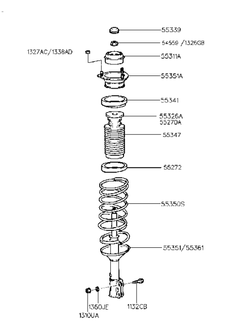 1999 Hyundai Accent  Spring-Rear Diagram for 5533022550