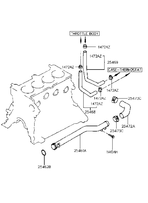 2022 Hyundai Ioniq Pipe Assembly-Coolant Bypass Diagram for 2543522050